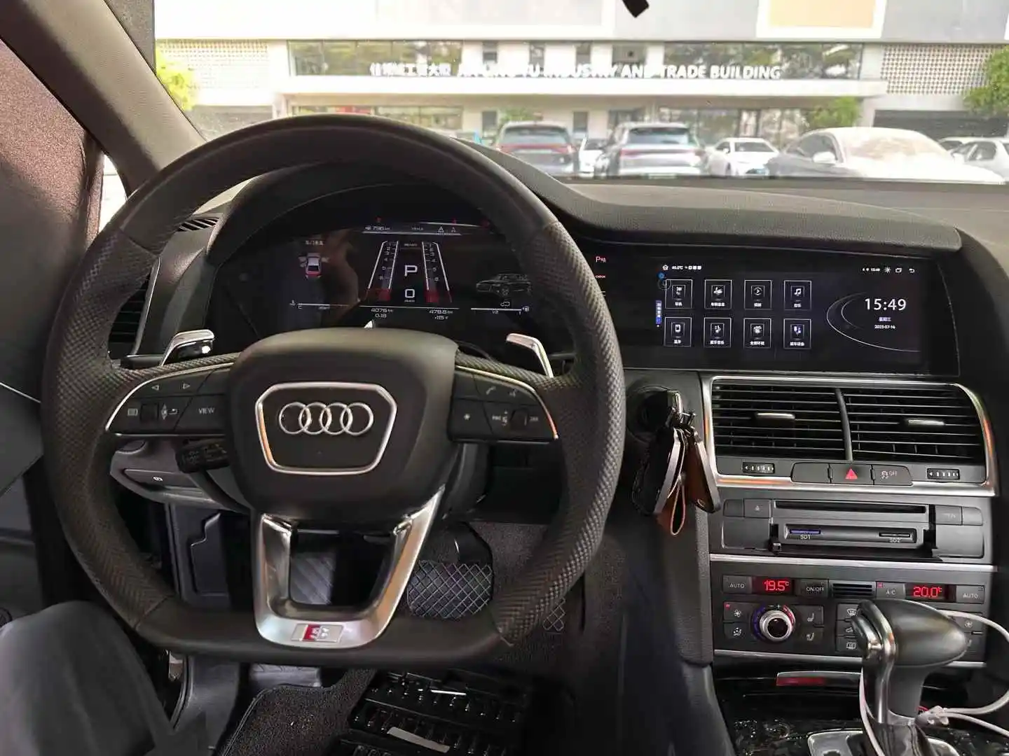 12,3 Zoll Dual HD Bildschirm Android 13 für Audi Q7 2010-2015 CarPlay Update 2025 Autoradio Head Unit Cockpit Tachometer Kilometerzähler Image