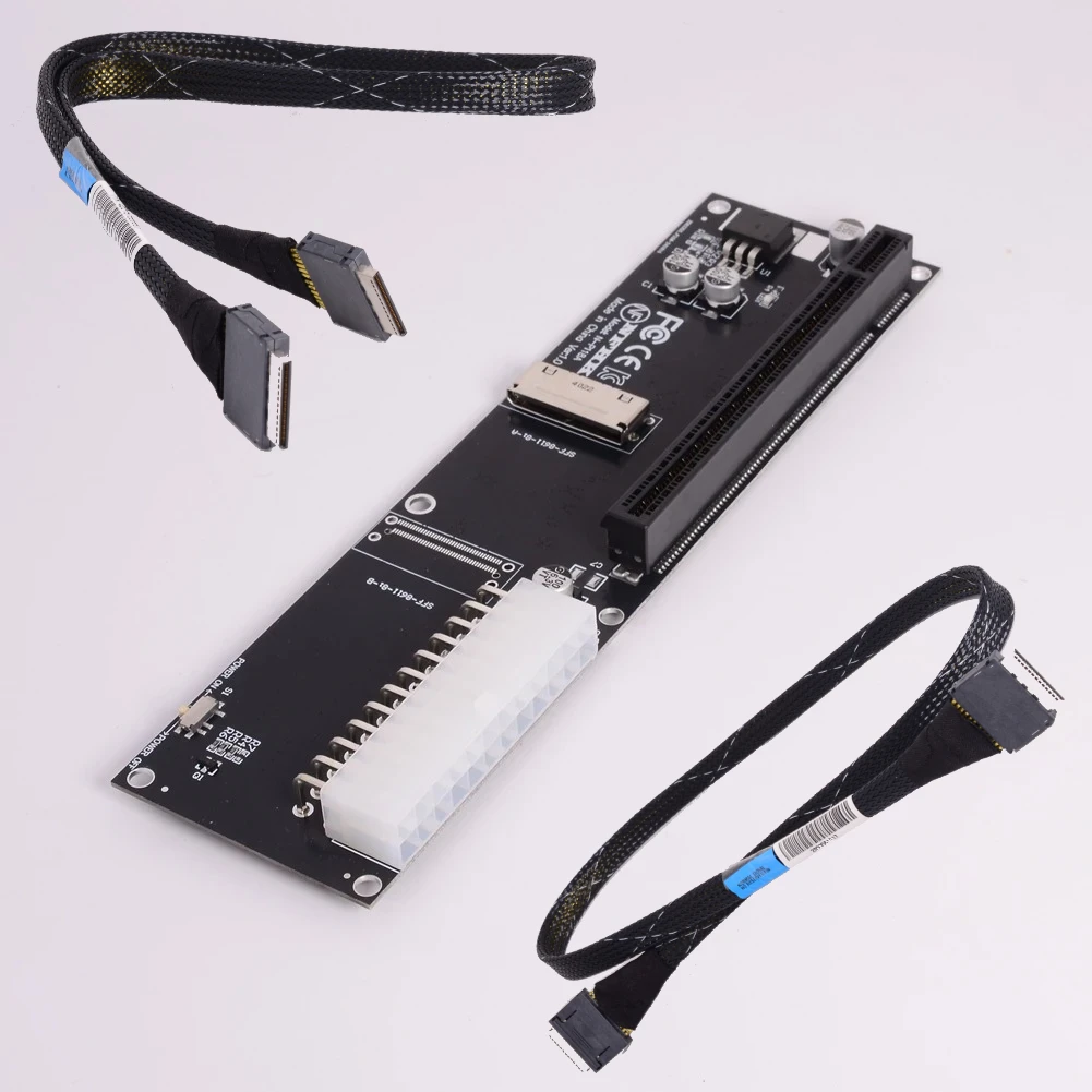 Oculink 8x SFF-8611 SFF-8612 8i zu PCI Express 4.0 X16 Adapter Gen4 externe Grafikkarte OCuLink EGPU Adapter ATX 24 Pin Power Image