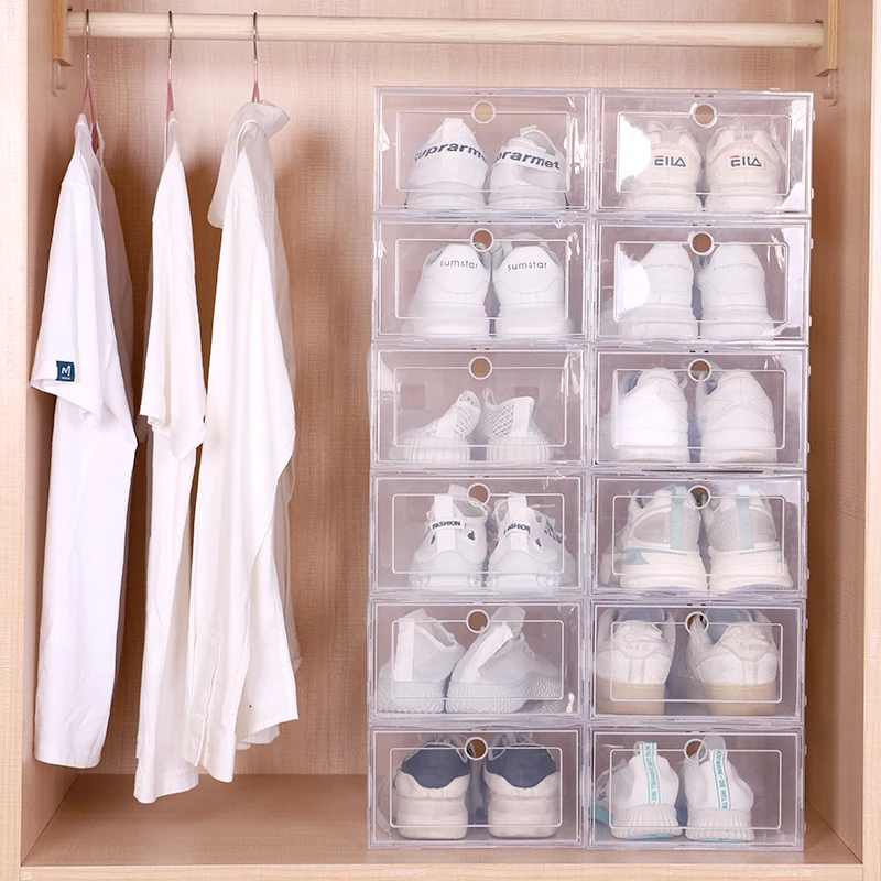 6 Stück/Set hochtransparente Schuh-Aufbewahrungsboxen – antioxidativer, staubdichter Organizer für Hausschuhe und Turnschuhe, ideal für Schuhschrank