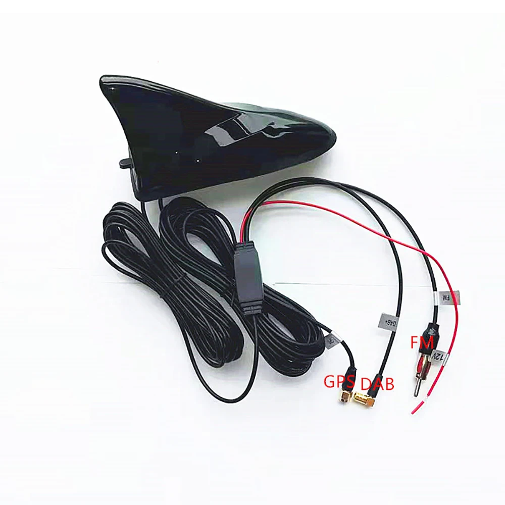 Auto Auto Dach Antenne GPS + DAB + FM/AM Radio Signal Antenne Shark Fin Dach Montieren Antenne mit Klebeband Basis Auto Zubehör Image