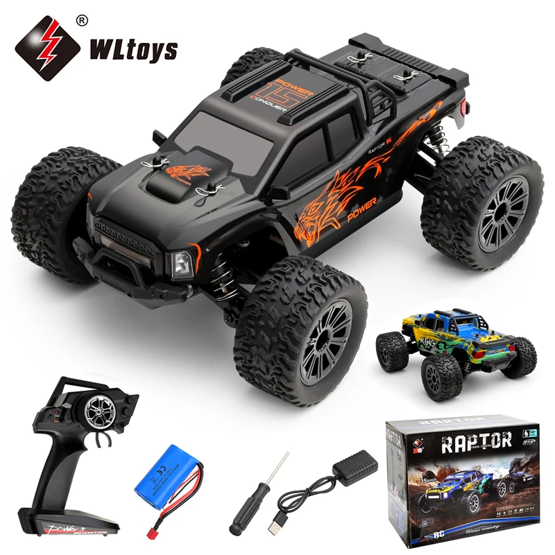 WLtoys Großes RC-Auto im Maßstab 1:16, 35 km/h, Hochgeschwindigkeits-4WD-Kinderspielzeug für Jungen, ferngesteuertes Auto, 2,4 G Off-Road-Monstertruck, RC-Spielzeug