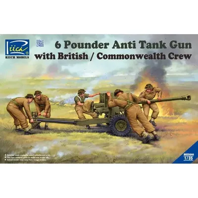 Riich Models RV35044 1/35 6-Pfund-Anti-Tank-Kanone mit britischen/Commonwealth-Crew – maßstabsgetreuer Modellbausatz Image