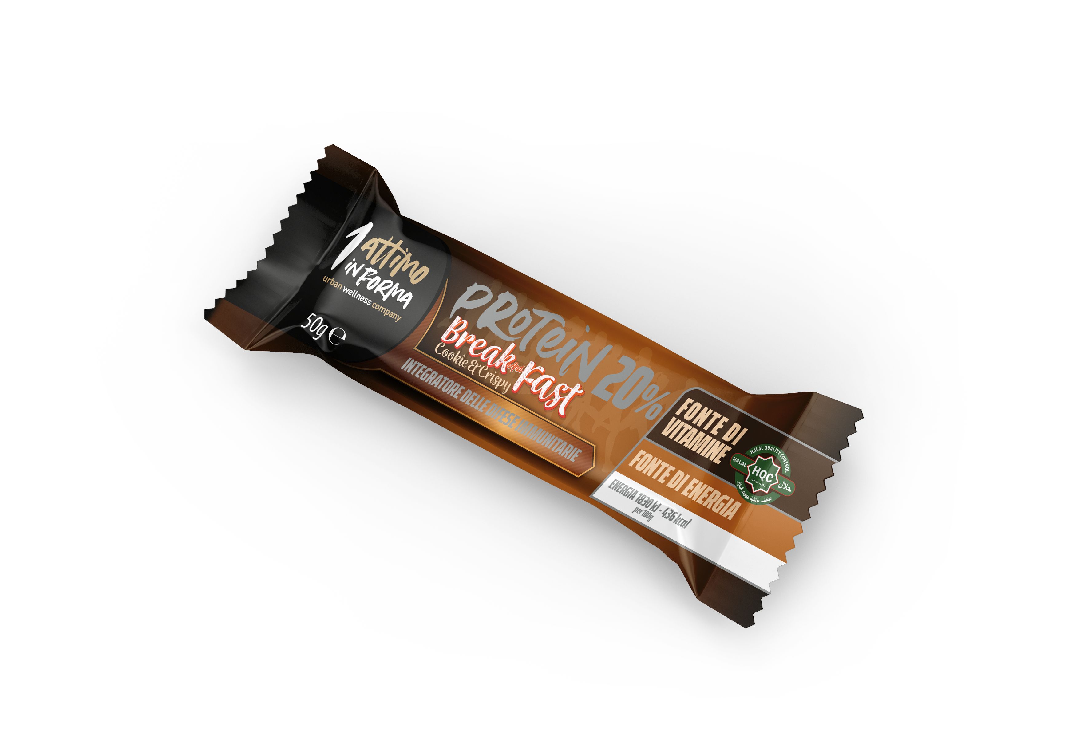1attimoinforma Barretta Proteica al 20%; Gusto Cookie e Crispy 24x50 g