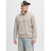 Sweatshirt JACK & JONES "JJESOHO SWEAT QUARTER ZIP HN NOOS", Herren, Gr. XL, gelb (moonbeam), angeraute Sweatware, Obermaterial: 80% Baumwolle, 20% Polyester, bedruckt, modisch, relaxed fit hüftlang, hoch geschlossener Ausschnitt, Langarm...