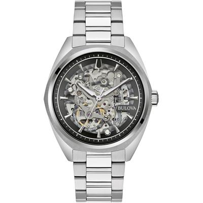 Automatikuhr BULOVA, silber (silberfarben, schwarz), Armbanduhren, Herren, Armbanduhr, Mechanische Uhr, Herrenuhr, Edelstahlarmband Image
