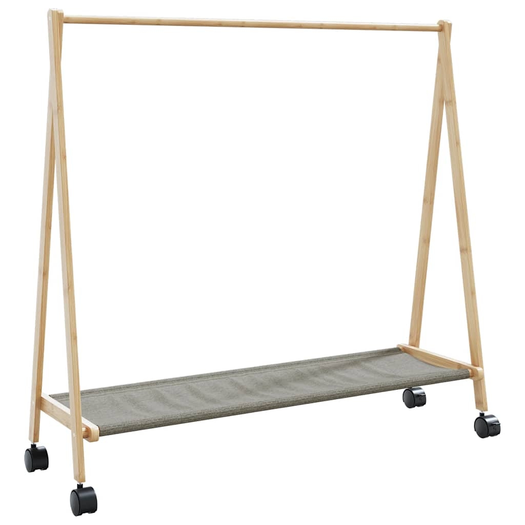 vidaXL Kleiderständer mit Ablagen und Rollen 106x34x106,5 cm Bambus Image