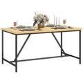 Table à manger 6 personne rectangulaire bois et acier noir naturel