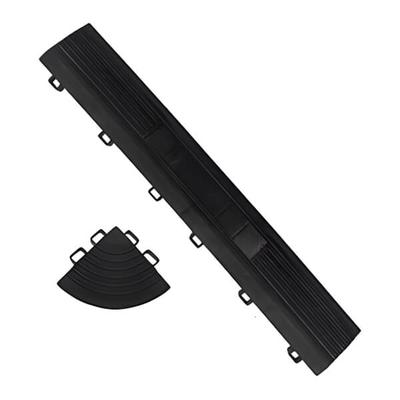 SafeRacks Black Garage Floor Tiles Edge and Corner Kit (Female - Looped)