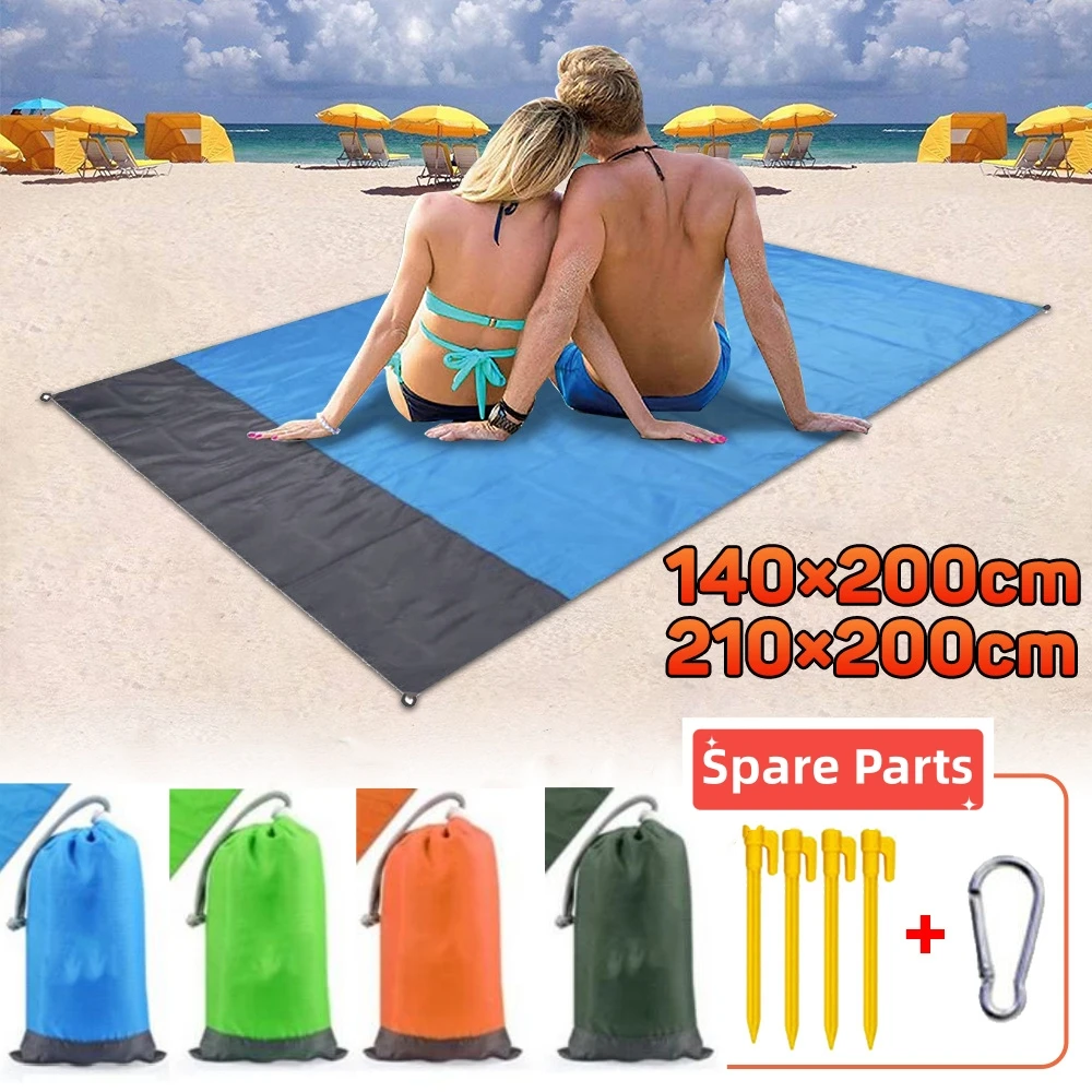 2 x 2,1 m wasserdichte Taschen-Stranddecke, zusammenklappbare Campingmatte, Matratze, tragbare, leichte Matte, Outdoor-Picknickmatte, Sandstrandmatte Image