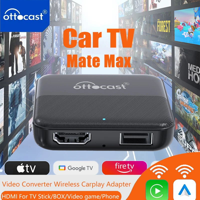 Ottocast Express Car Tv Mate Max Wirelss Carplay Android Adapter HDMI Video Konverter Fire TV Stick Game Box für 99 % Autos Image