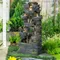 Garden Waterfall Fountain Outdoor - Water Fountains and Waterfalls, Outdoor/Indoor Floor Standing Resin Water Fountain with LED