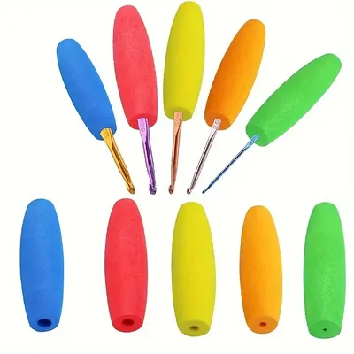 Ergonomic crochet handle set, 5PCS comfortable handle for crochet hooks, multi-size crochet hook accessories for 2mm-8mm hooks,