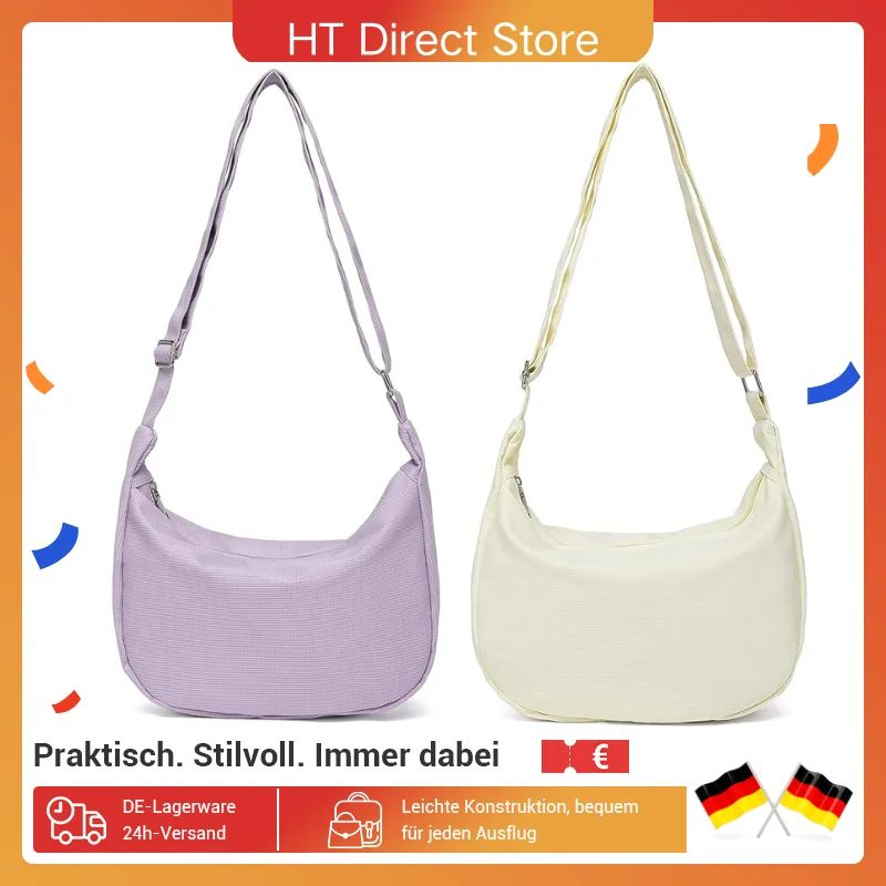 Miss Lulu 2-teiliges Set – Große Kapazität & Verstellbarer Schultergurt – Damen Halbmond Crossbody Tasche, Casual