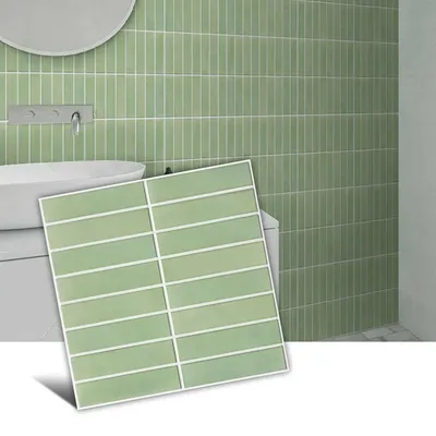 10 Stück Wandpaneele zum Abziehen und Aufkleben – PVC-Fliesenwandaufkleber, selbstklebend, Küchenspritzer, wasserdichte Wandaufkleber für Badezimmer Image