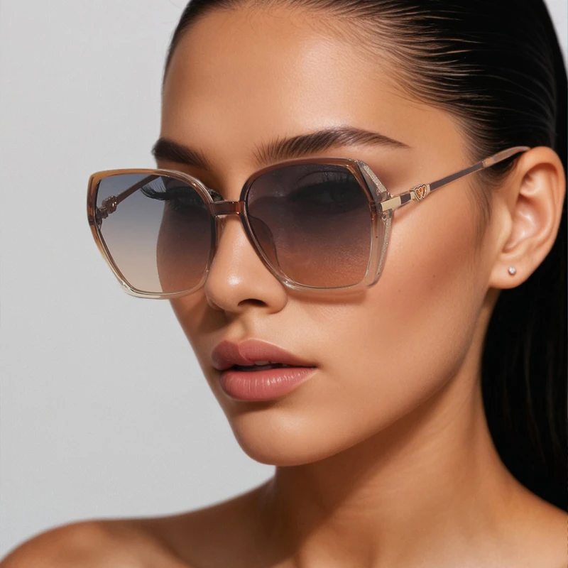 2 stücke Vintage Großen Rahmen Rechteck Sonnenbrille Trendy Frauen Stil Sonnenbrille Dame Vintage Shades Gradienten Oculos UV400 Brillen