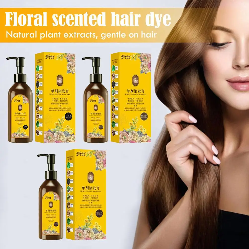 Bedeckendes graues Haar, natürliches, schnelles Farbstoff, Blumenmuster, einzelnes Haarfärbemittel, Pflanzen beschädigen das Haar nicht für Frauen, botanische Haarfärbecreme Image