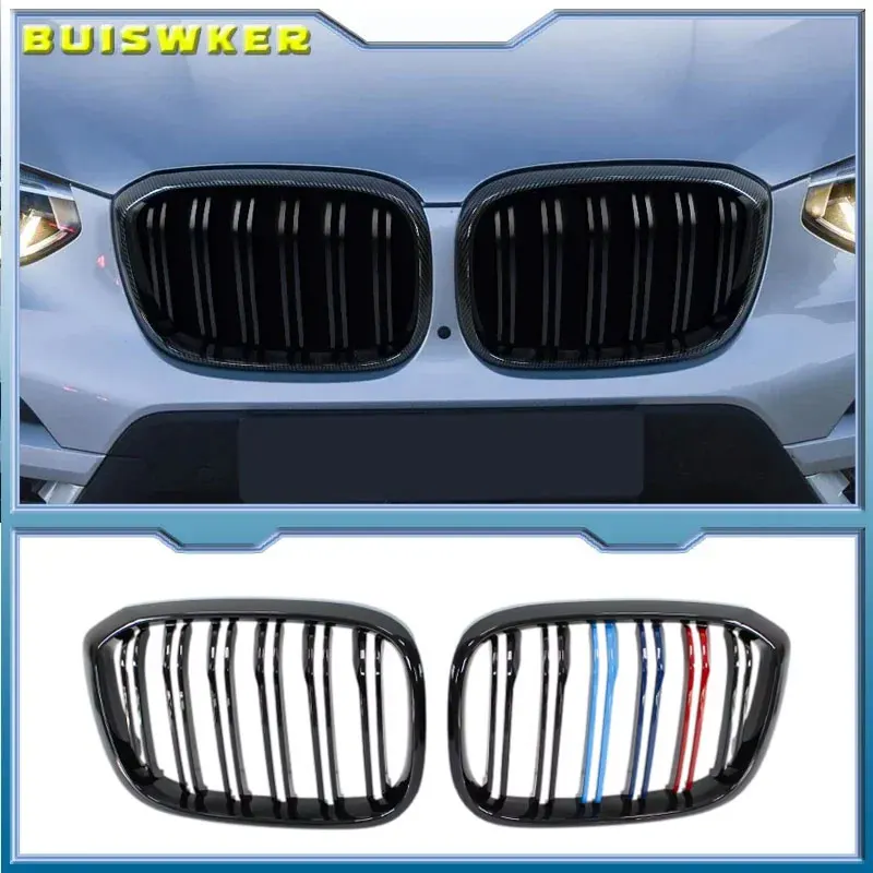 Für BMW X3 X3M G01 X4 G02 2018-2020 Front Stoßstange Grill Grille Glanz Schwarz Einzigen Lamellen Sport stil Auto Ersatz Image