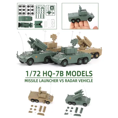 ViiKONDO Spielzeug-Militärmodellbausatz im Maßstab 1:72 China HQ-7B Flugabwehrraketenwerfer Radarfahrzeug Armee Montage Diorama Hobby Image