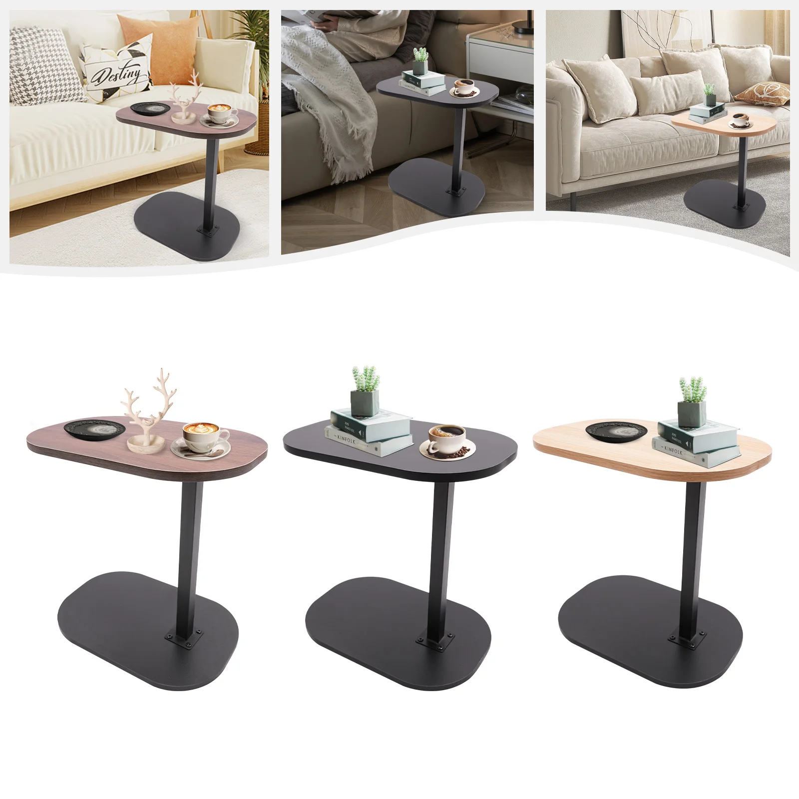 C-förmiger Beistelltisch, kleiner Couchtisch, 45–80 cm, höhenverstellbarer Beistelltisch für Wohnzimmer, Arbeitszimmer, Schlafzimmer, Büro