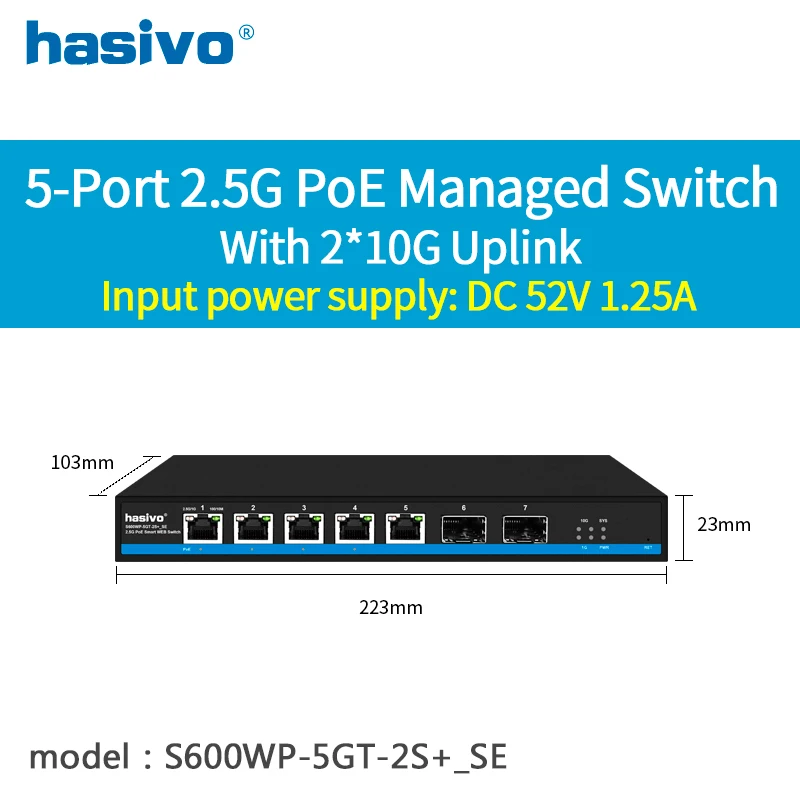 5 Port Web verwaltet 2,5 GPS Poe oder keine Poe mit 2*10g SFP Switch Image
