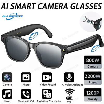 Neue 2025 AI Smart Gläser 800 W Kamera Bluetooth Anruf 270 mAH Batterie Stimme Assistent Übersetzen Touch Control Sonnenbrille männer Frauen Image