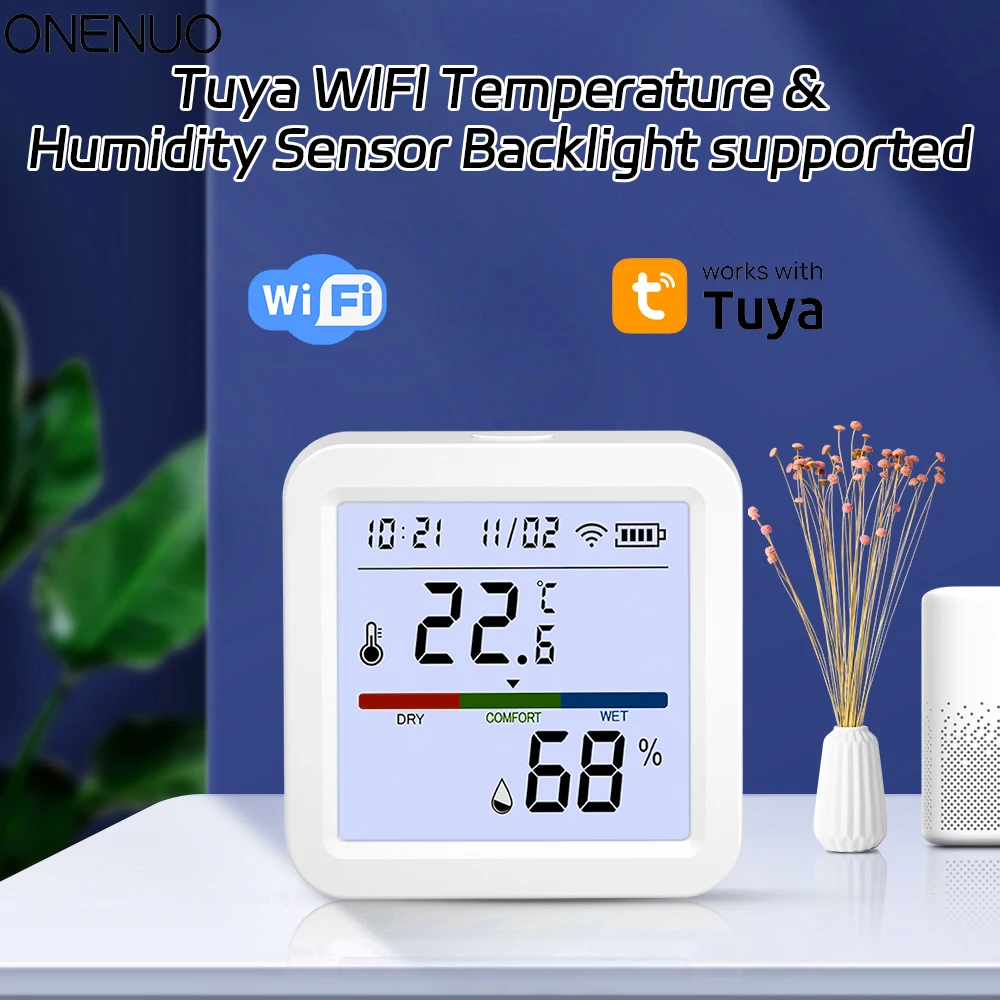 WiFi Temperatur Feuchtigkeit Sensor Tuya Smart Leben App Hintergrundbeleuchtung Hygrometer Thermometer Sensor Unterstützung Alexa Google Home Assistant Image