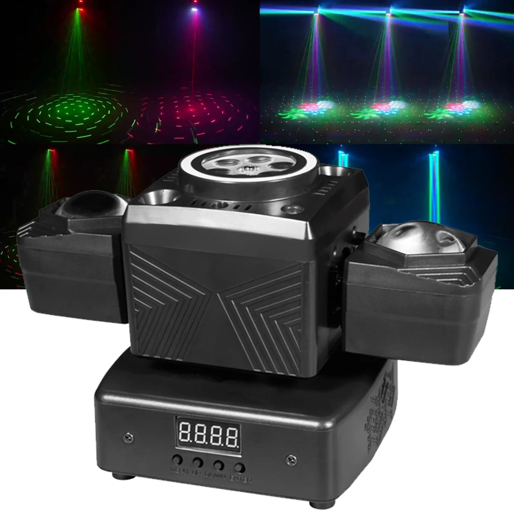 DJ Disco Light LED Moving Head Beam Lights LED Pattern Light DMX Control Laser Light Projector Stage Strobe Light With LED Strip