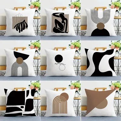 Schlichter Druck, dekorativer Kissenbezug, Schlafzimmer, Wohnzimmer, quadratischer Kissenbezug Image