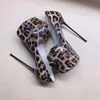 Stiletto High Heels 16cm Frauen Peep Toe Pumps Leopard rot Lack leder Slip auf Plattform Bankett Kleid Schuhe große Größe 46