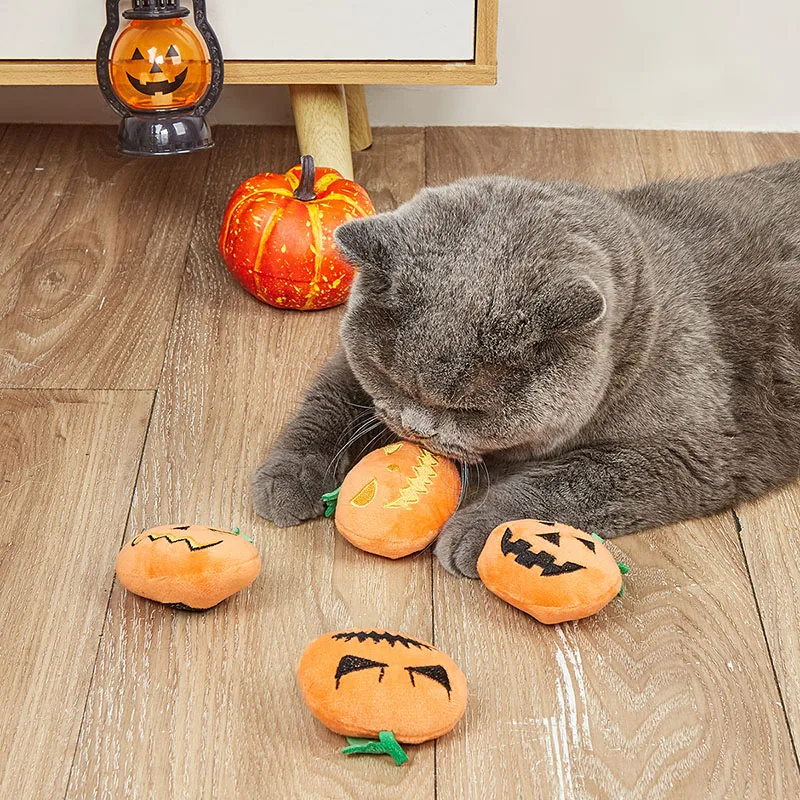 Poupées de Aliments d'Halloween, grande Aliments, modélisation du visage centralisée, jouets de chat d'Halloween avec appel bb, dentition résistante aux morsures