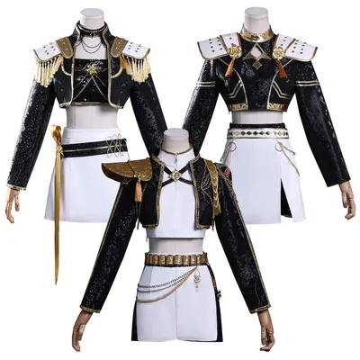 HOLOUN KPop Dämon Jäger Anime Rumi Zoey Mira Cosplay Kostüm Jacke Rock Schwarz Bühne Leistung Uniform Halloween Weihnachten Image