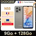 Versione globale DOOGEE N55 Smartphone Schermo IPS da 6,56" 90 Hz 9 GB di RAM + 128 GB Face Sblock 5150 mAh Batteria grande Octa Core Android 14