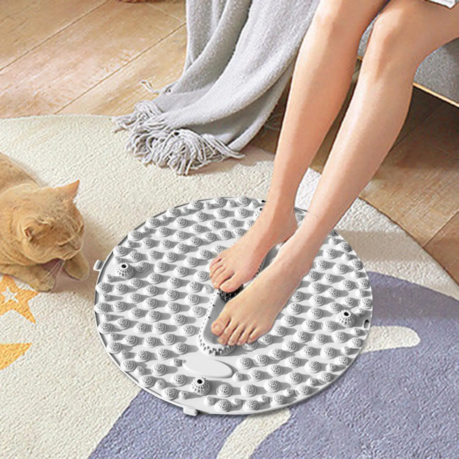 Round Workout Mat Fitness Yoga Accessories Multifunctional Foot Massage Mat 55cm Dia Round Creative Standing Pad for Office Home