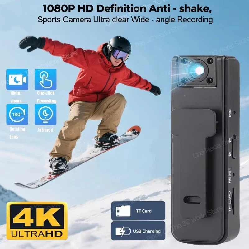 Mini Telecamera Portatile A9 1080P Full HD con Visione Notturna a Infrarossi, Registratore per Sport all'Aperto e Ciclismo, Videocamera con Clip Posteriore 2026Nuovo
