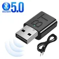 Ricevitore trasmettitore audio wireless Adattatore 2 in 1 con cavo da 3,5 mm per TV per auto Auricolare Altoparlante Aux Compatibile con Bluetooth BT 5.0