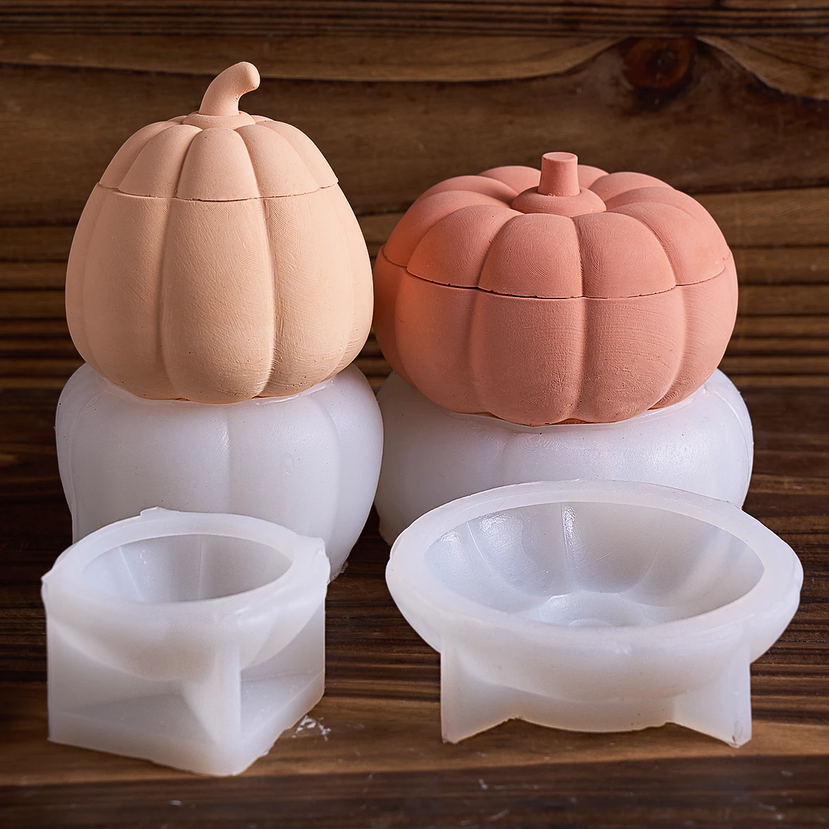 DIY Halloween Kürbis Aufbewahrungsbox Silikonform Kit handgemachte Beton Gießen duftende Kerze Glas mit Deckel Form Handwerk machen Werkzeug Image