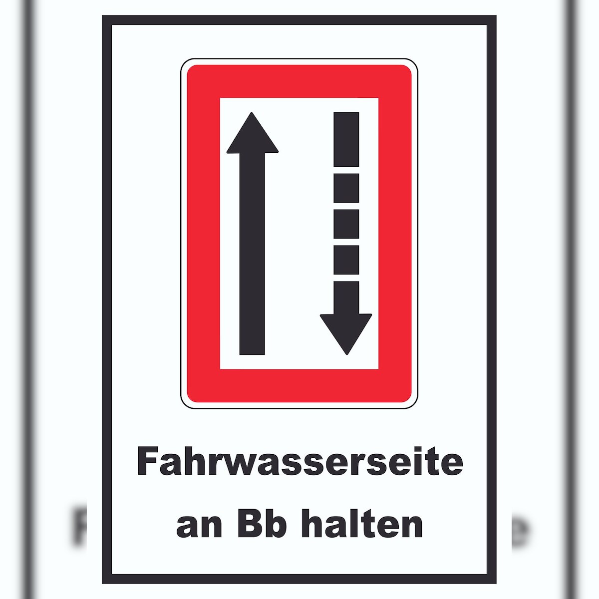 HB-Druck Fahrwasserseite an Backbord halten Symbol und Text A3 Rückseite selbstklebend Image