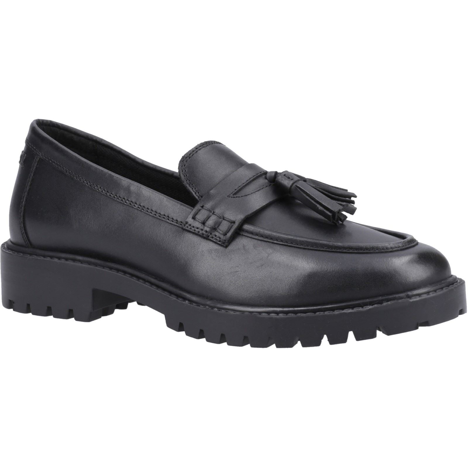 Hush Puppies Abigail Senior Leather Girls's Black Loafers - Size UK 3 | Hush Puppies Sale | Discount Designer Brands