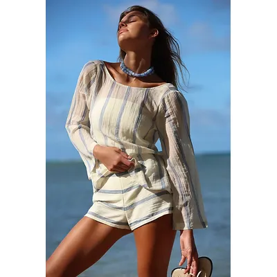 Salt And Stripes Short Set by free-est at Free People in Ivory Combo, Size: Medium