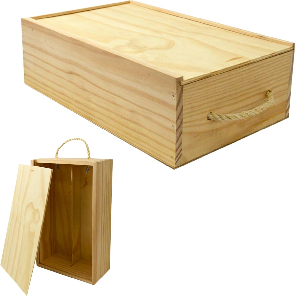 Espírito rebelde Espirito Rebelde Holzkiste für Wein 195x95x320 mm (2 Flaschen) – Weinkiste aus Holz, Weinkoffer, Holzkiste, Geschenkbox für Flaschen Image