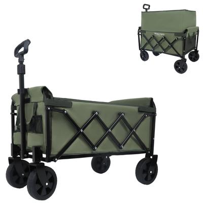 Expandable Dual-Layer Utility Wagon With 100% Extra Space - Grocery Cart For Camping,Supports 225lbs