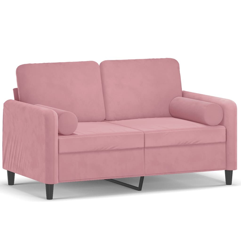 vidaXL 2-Sitzer-Sofa mit Zierkissen Rosa 120 cm Samt Image