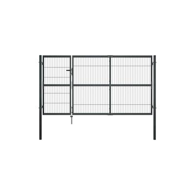 vidaXL Gartentor mit Pfosten Stahl 350×140 cm Anthrazit Image