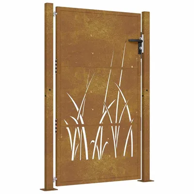 vidaXL Gartentor 105x155 cm Cortenstahl Gras-Design Image