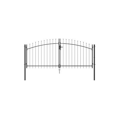 vidaXL Gartentor mit Spear Top, doppelt schwingend, grau, 100 x 300 cm aus Stahl Image