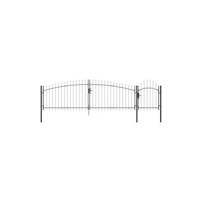 vidaXL Gartentor mit Speartop Grau 100x500 cm aus Stahl Image