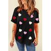 Azura Exchange Schwarzes Valentinstags Chenille-Herz-Patch-Muster Crewneck T-Shirt