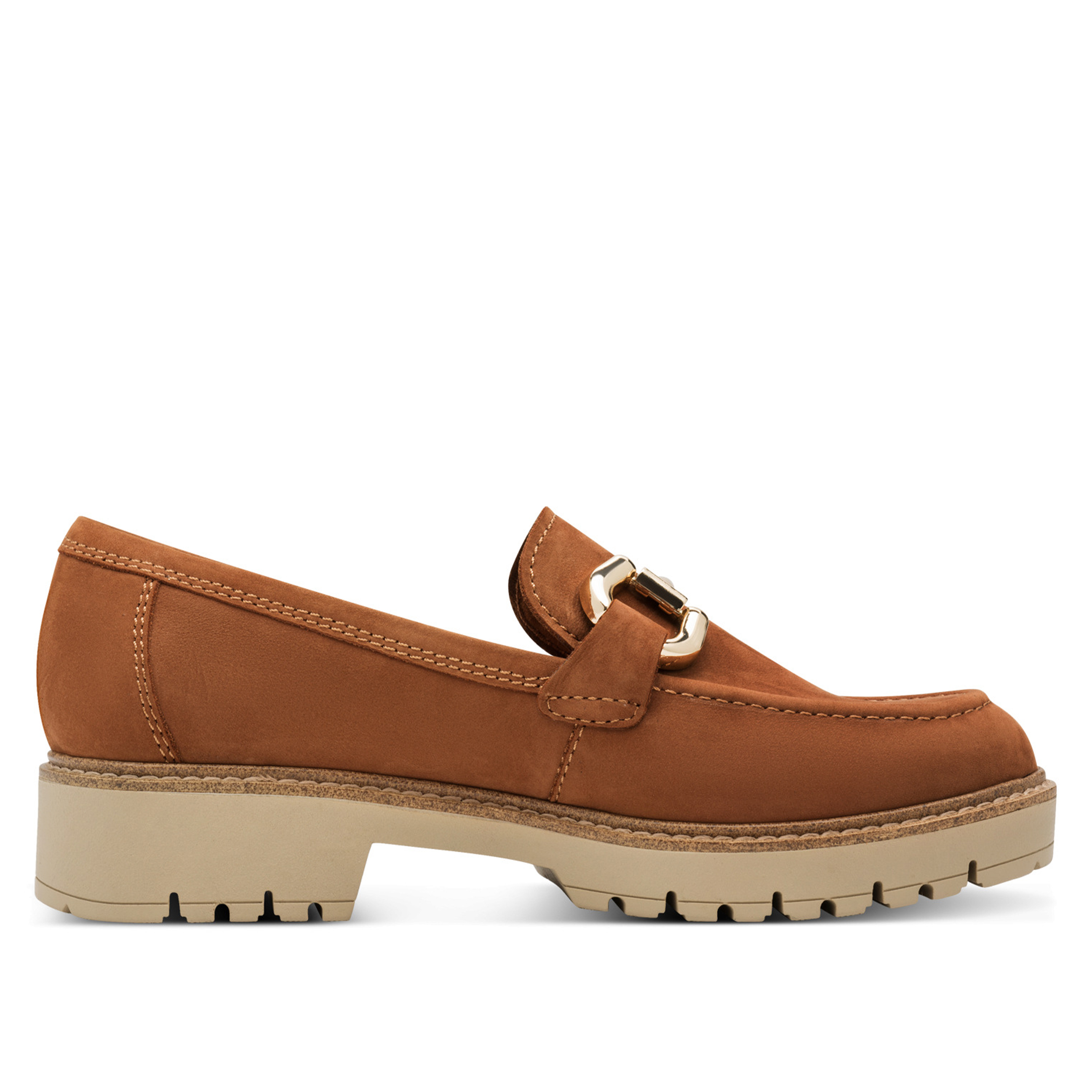 Tamaris Damen Cognac Tan Braun Leder Loafer Slip-On Plateauschuhe