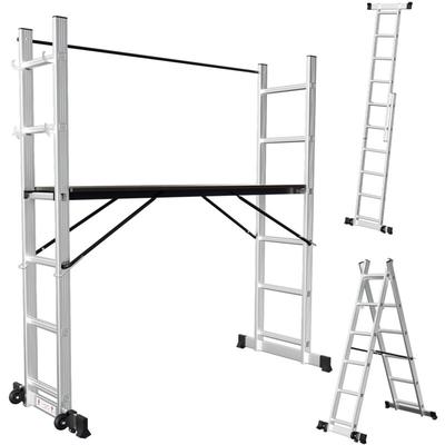 Arbeitsgerüst Alu Silber Mehrzweckleiter 2x6 Stufen Multifunktionsleiter A-Rahmenleiter Multigerüst Image