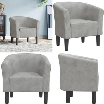 Clubsessel Hellgrau Samt - Samtsessel - Sessel Hellgrau - Wohnraumgestaltung - Lounge Chair Image
